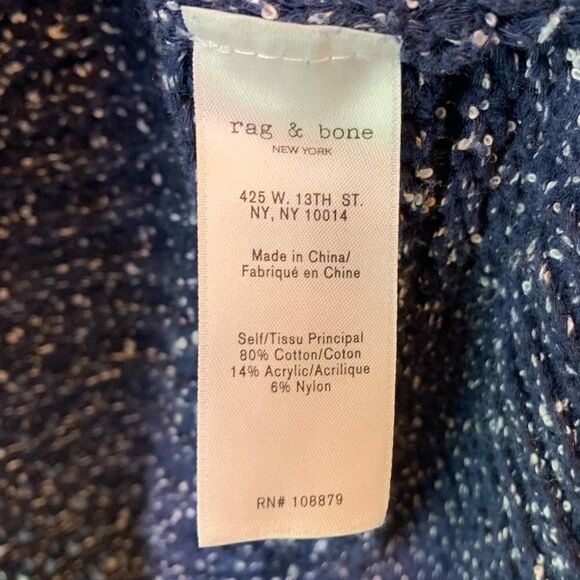 Rag & Bone Navy Blue Marled Oversized Knit Sweater Size XS Loose Fit - Picture 2 of 5